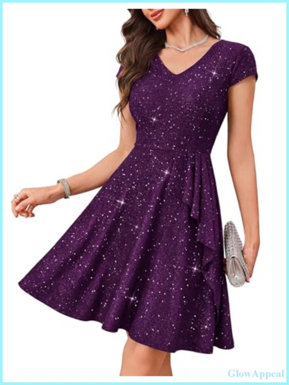 Sparkly Sequin A-Line V-Neck Short Prom Dress for Teens